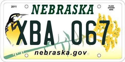 NE license plate XBA067