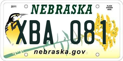 NE license plate XBA081