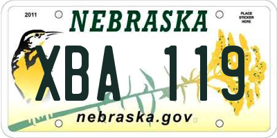 NE license plate XBA119