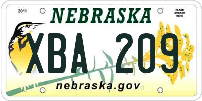 NE license plate XBA209