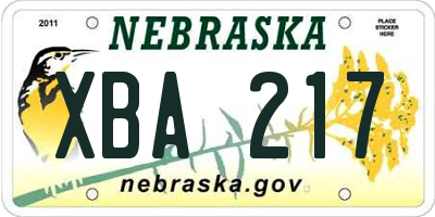 NE license plate XBA217