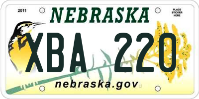 NE license plate XBA220