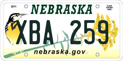 NE license plate XBA259