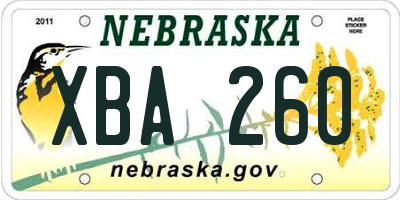 NE license plate XBA260