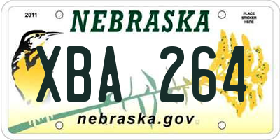 NE license plate XBA264