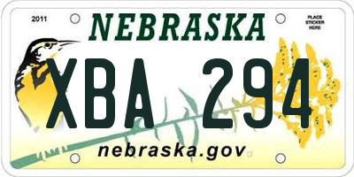 NE license plate XBA294