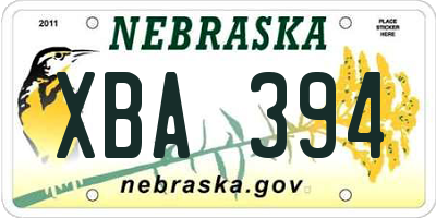 NE license plate XBA394
