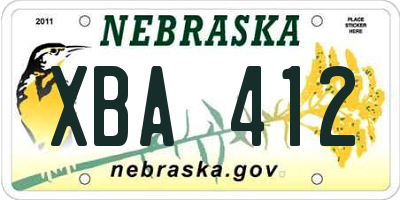 NE license plate XBA412