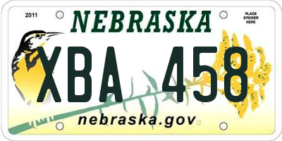 NE license plate XBA458