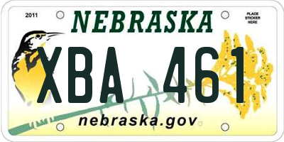 NE license plate XBA461