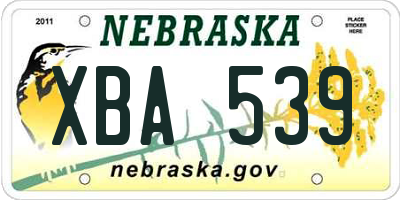 NE license plate XBA539
