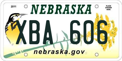 NE license plate XBA606