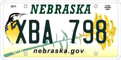 NE license plate XBA798