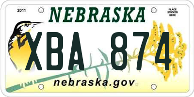 NE license plate XBA874