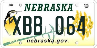 NE license plate XBB064