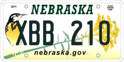 NE license plate XBB210