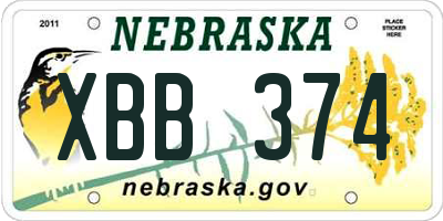 NE license plate XBB374