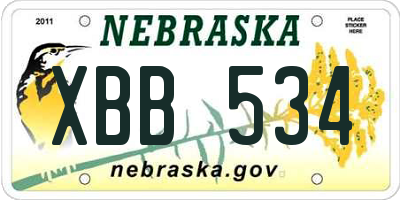 NE license plate XBB534