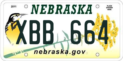 NE license plate XBB664