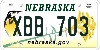 NE license plate XBB703