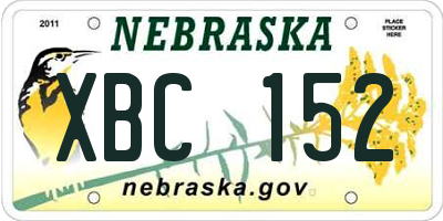NE license plate XBC152