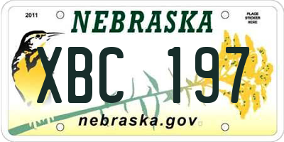 NE license plate XBC197