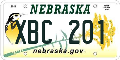 NE license plate XBC201