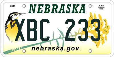 NE license plate XBC233