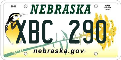 NE license plate XBC290