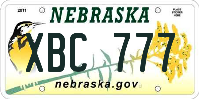 NE license plate XBC777