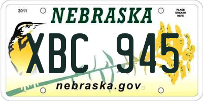NE license plate XBC945