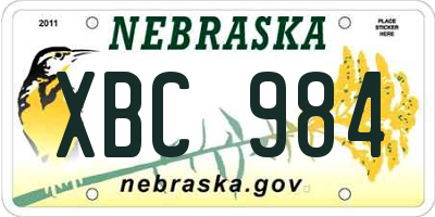NE license plate XBC984