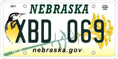 NE license plate XBD069