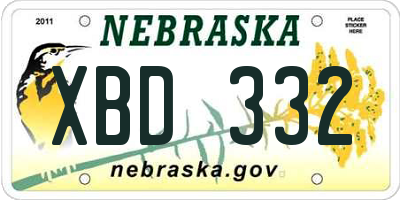 NE license plate XBD332