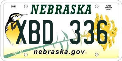 NE license plate XBD336