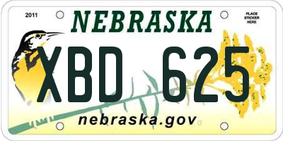 NE license plate XBD625