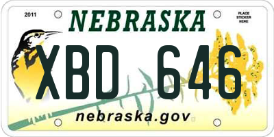 NE license plate XBD646