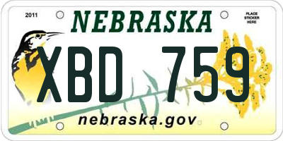 NE license plate XBD759