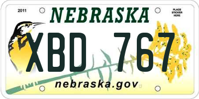 NE license plate XBD767