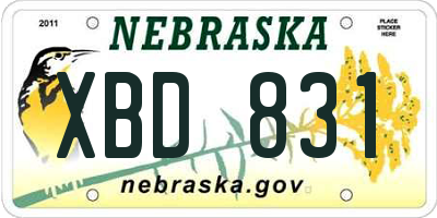 NE license plate XBD831