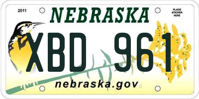NE license plate XBD961