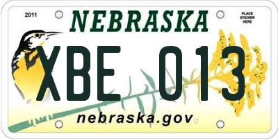 NE license plate XBE013