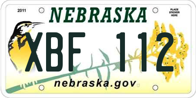 NE license plate XBF112