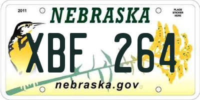 NE license plate XBF264