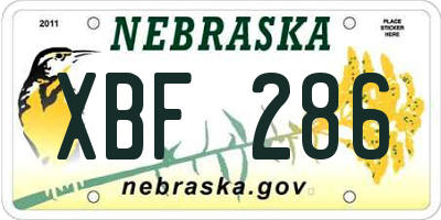 NE license plate XBF286