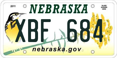 NE license plate XBF684
