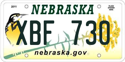 NE license plate XBF730
