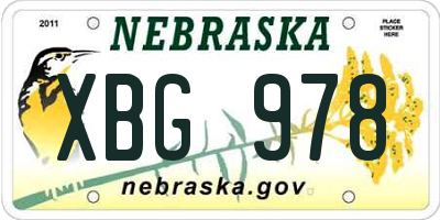 NE license plate XBG978