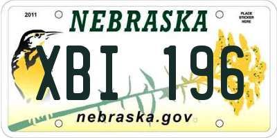 NE license plate XBI196