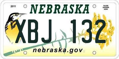 NE license plate XBJ132